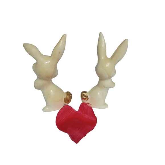 Decorative Easter Rabbits Bunny Figurines White Ivory Gold Bisque 80's RARE VTG - Picture 13 of 16